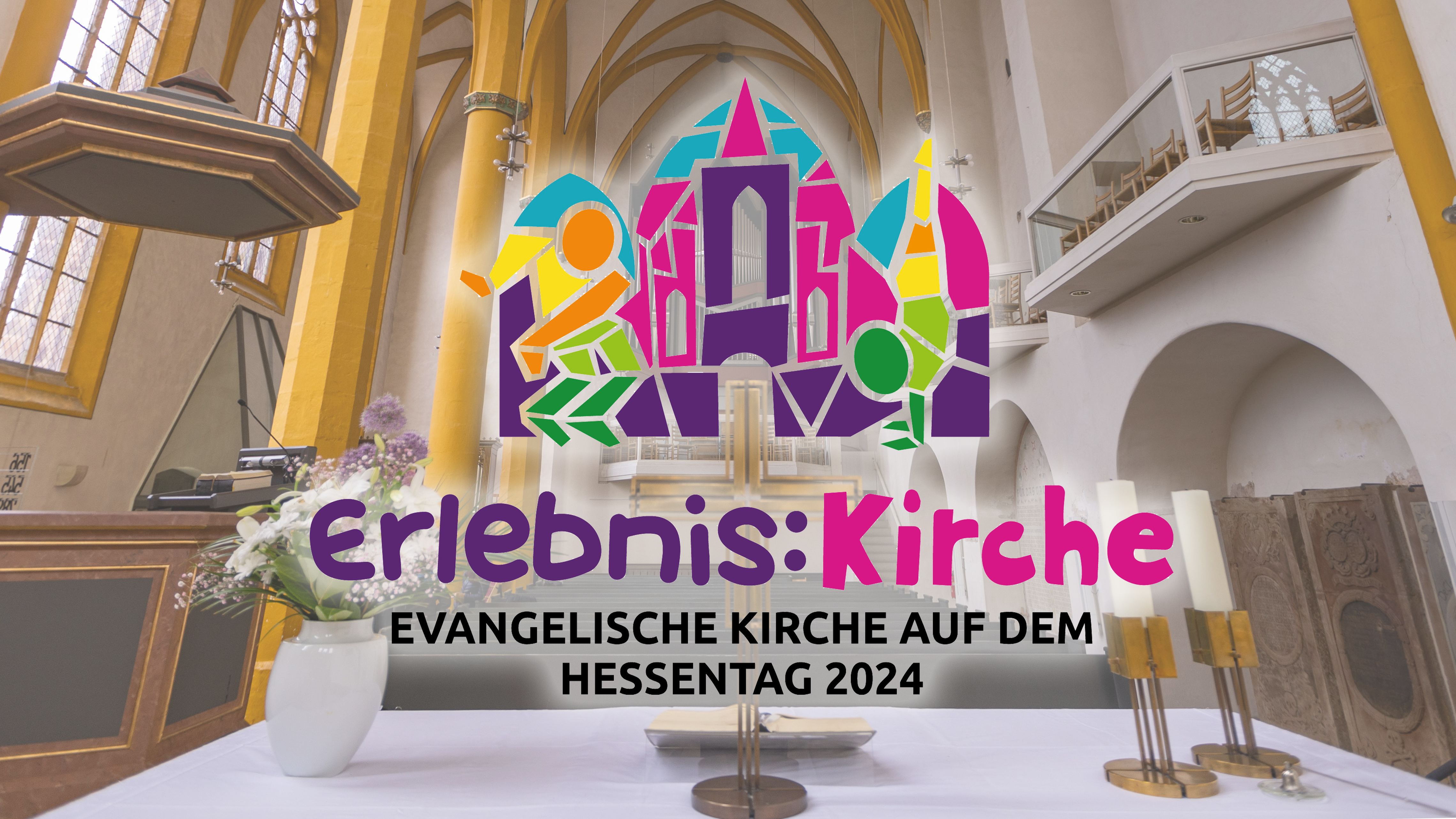 Foto vom Innenraum der Fritzlaer Stadtkirche die zum Hessentag 2024 zur Erlebnis:Kirche wird.