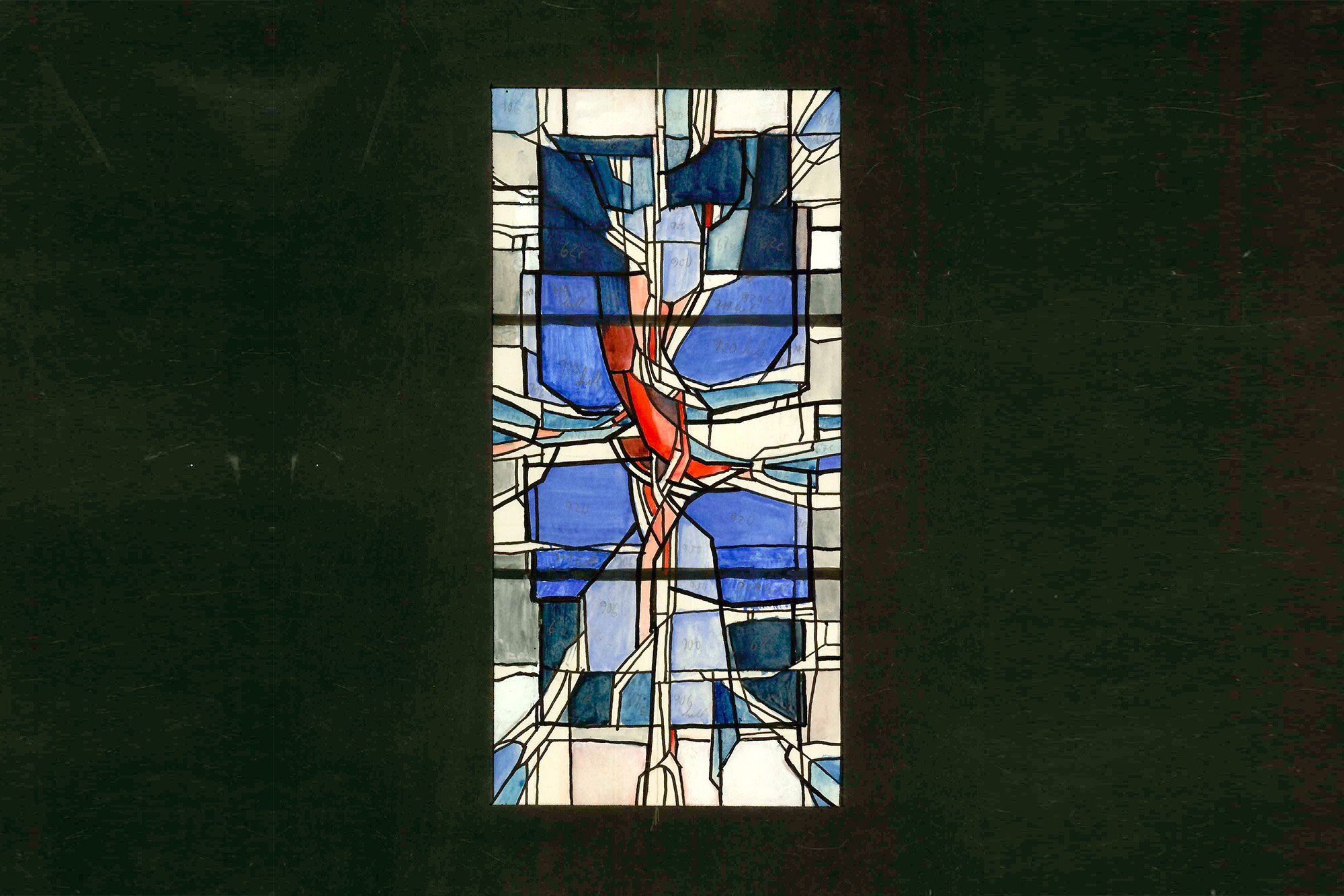 Entwurf für ein Altarfenster in der Evangelischen Kirche Michelsberg aus dem Jahr 1975.