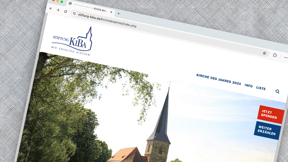 Bildschirmfoto der Internetseite der Stiftung KiBa