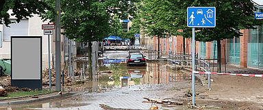 Das Foto zeigt die Rathausstraße in Hagen am 15 Juli 2021. (Foto: Klaus Bärwinkel)