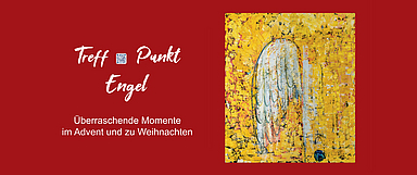 Unser Foto zeigt Ausschnitte der Gestaltung der portablen Andachtsstation mit dem Bild  «Tür an Tür wohne ich mit euch» von Rudolf Leitner-Gründberg. Die Gesamtgestaltung ist weiter unten im Artikel zu sehen. (Abbildung: Bibelgesellschaft Kurhessen-Waldeck)