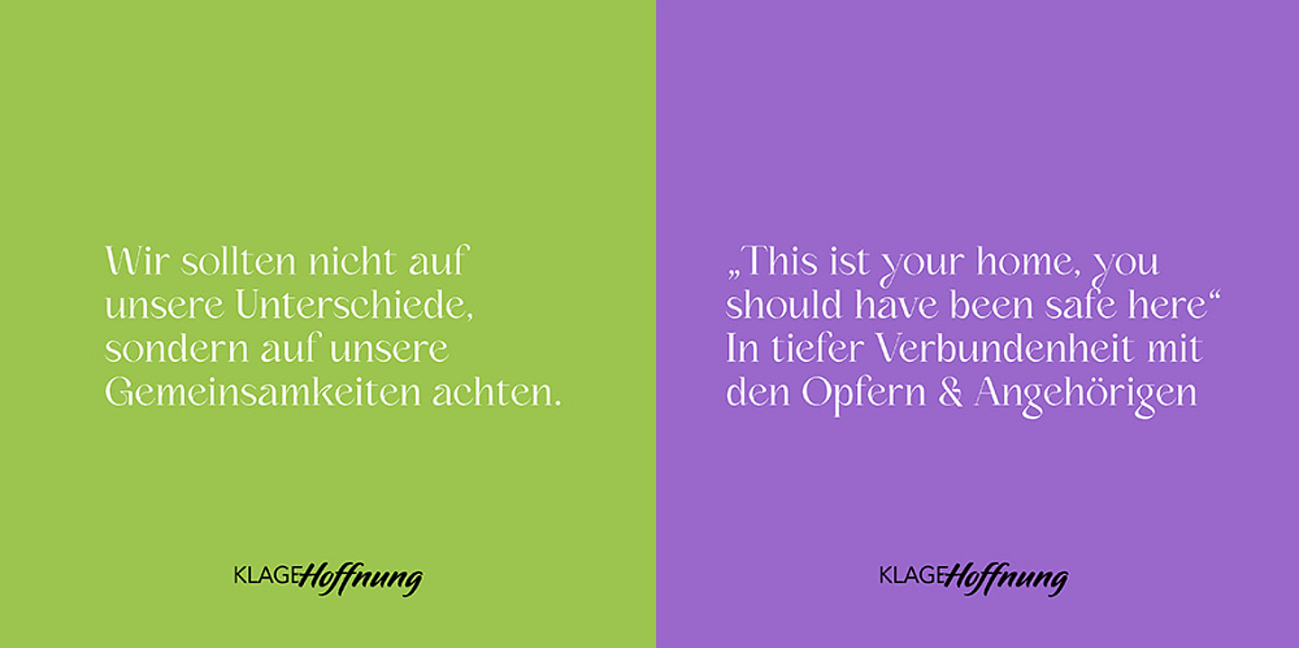 Gedanken aus der Aktion «Klage & Hoffnung» des Evangelischen Kirchenkreises Hanau. (Gestaltung: einzigkartig.de)
