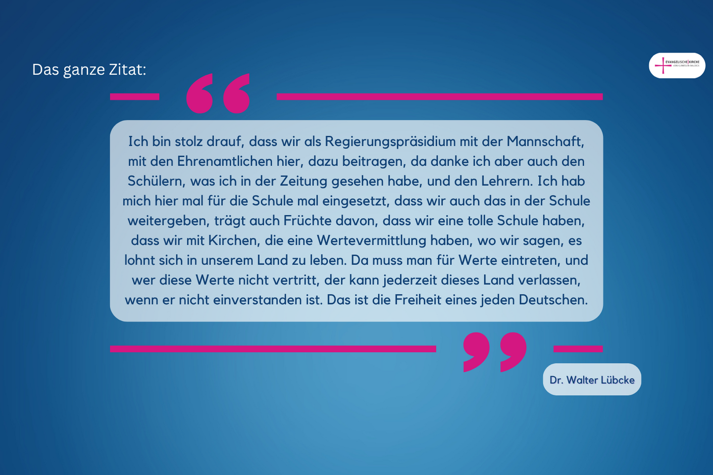 Erinnerung an Walter Lübcke und die Geschehnisse