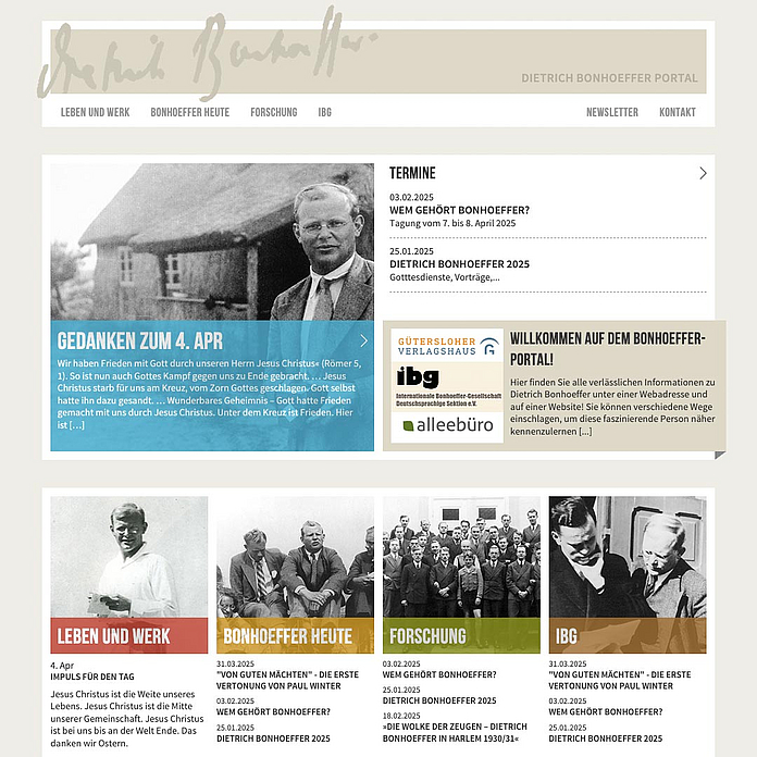 Detailansicht der Website der Gesellschaft
