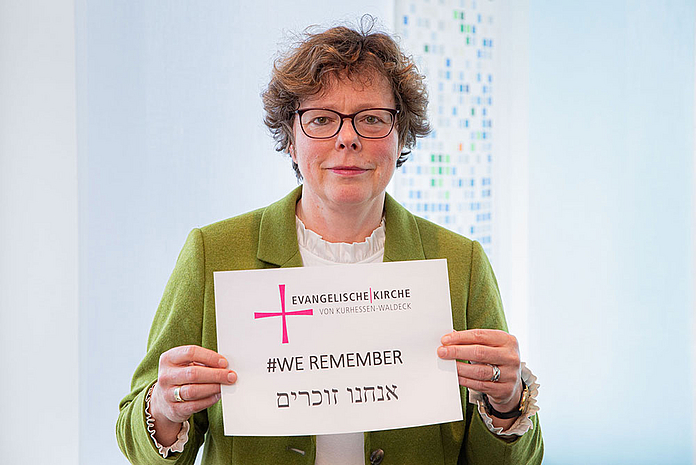 Bischöfin Dr. Hofmann mit ihrem Beitrag zur Aktion des Jüdischen Weltkongresses in den Sozialen Medien. (Foto: medio.tv/Schauderna)