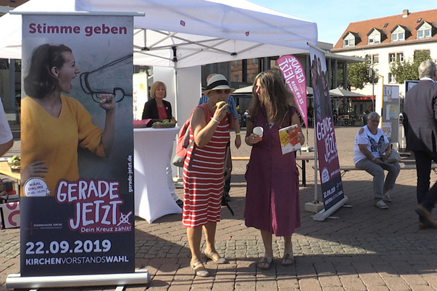 Der Stand zur Kirchenvorstandswahl: Das Fest zur Hanauer Union war auch Auftaktveranstaltung für die Kirchenvorstandswahl 2019.