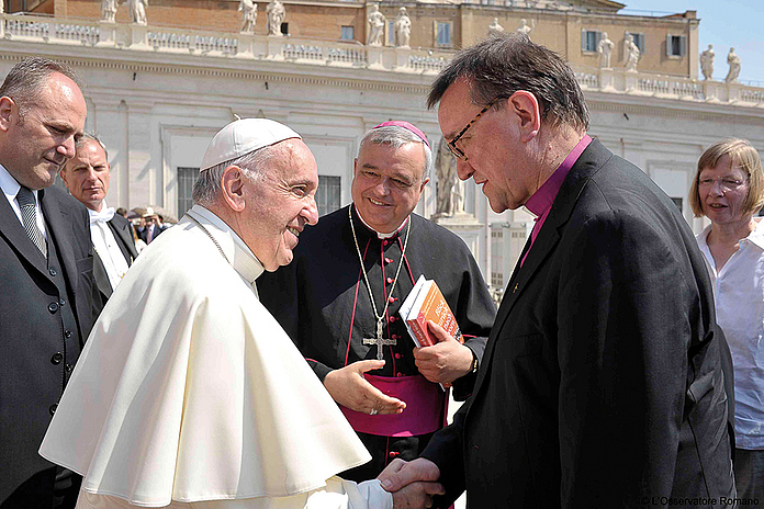 Ökumene: Begegenung mit Papst Franziskus in Rom im Jahr des Reformationsjubiläums 2017. (Foto: Osservatore Romano)