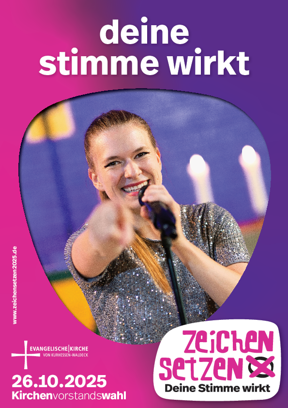 Gesang berührt, er zeigt in besonderer Weise wie Stimme wirken kann, ob nun allein wie auf dem Plakat mit einer Studentin und Sängerin aus einer Kasseler Gemeinde oder gemeinsam mit anderen: Deine Stimme wirkt. Gemeinsam mit den Stimmen der anderen wird Dein Kirchenvorstand gewählt, der Deine Gemeinde leitet.