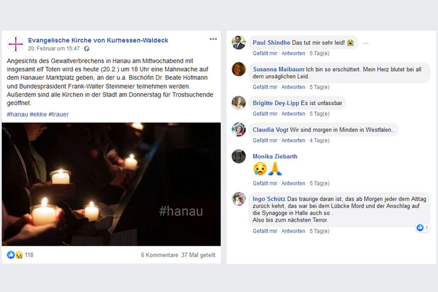 Ausschnitt aus der Fanseite der Landeskirche auf Facebook.