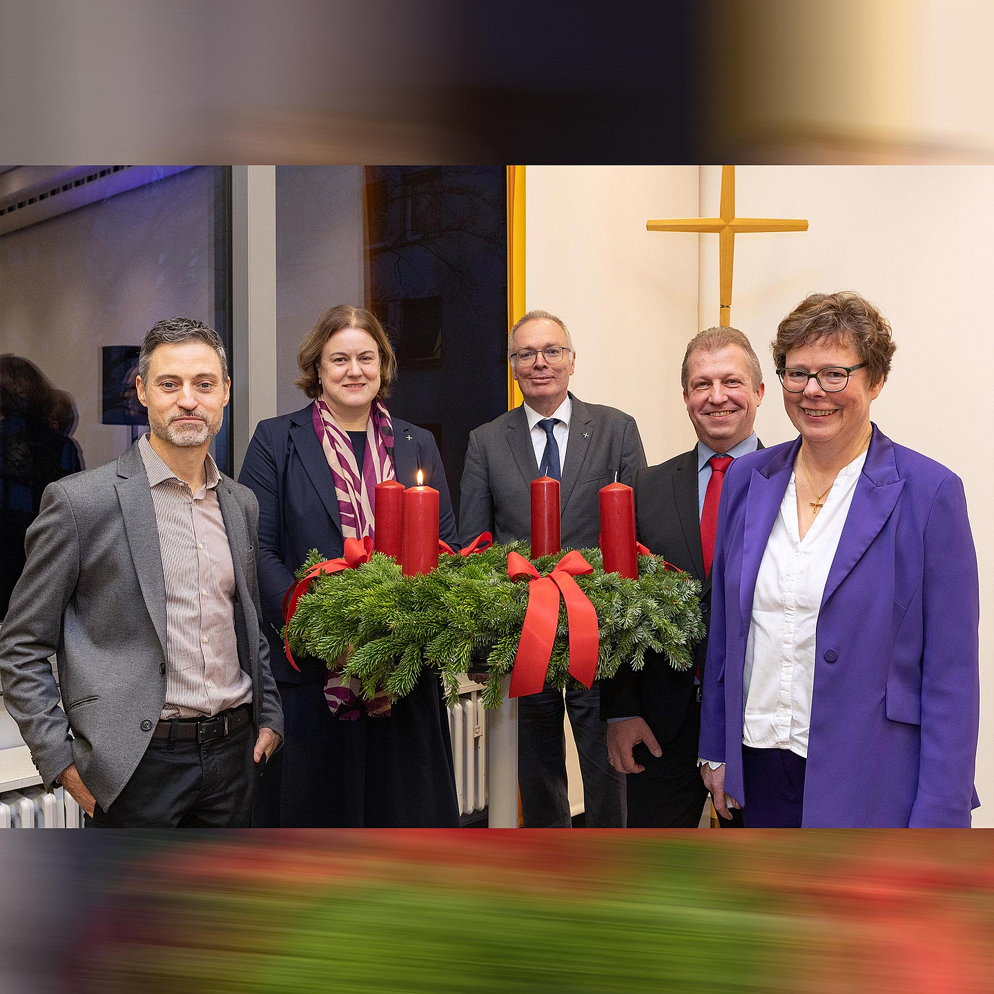 v.l.: Gastredner Prof. Dr. Meron Mendel, Vizepräsidentin Dr. Katharina Apel, Prälat Burkhard zur Nieden, Präses Dr. Michael Schneider und Bischöfin Dr. Beate Hofmann