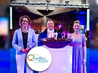 EKHN-Kirchenpräsidentin Christiane Tietz (l.) mit dem diesjährigen Hessentagspaar Ena Kaufmann und Matthias Kallmeyer