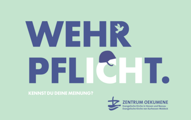 Das Motiv zum Angebot, das auch auf den Postkarten und Medienauftritten zu sehen ist, zeigt den Schriftzug Wehrpflicht. Kennst du deine Meinung?