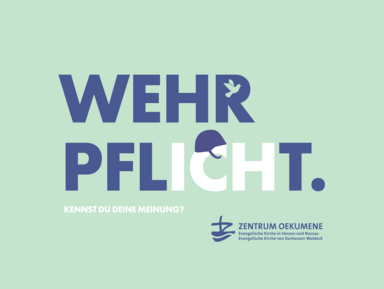 Das Motiv zum Angebot, das auch auf den Postkarten und Medienauftritten zu sehen ist, zeigt den Schriftzug Wehrpflicht. Kennst du deine Meinung?