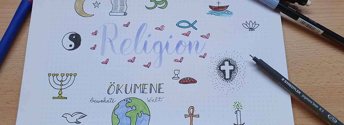 Zeichnung Ökumene (bewohnte Welt)