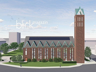 Blick in die Zukunft: So soll die Christuskirche nach der Umgestaltung aussehen, markant sind die hohen Fenster.