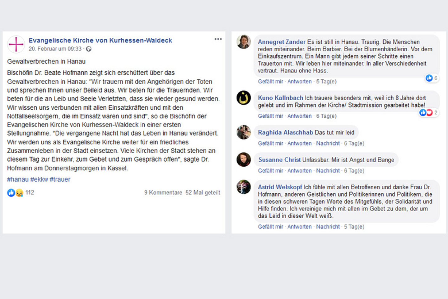 Ausschnitt aus der Fanseite der Landeskirche auf Facebook.