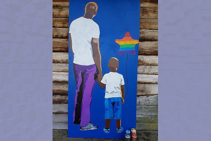Eines der Sternen-Graffiti von Street Art-Künstler Mika Springwald.