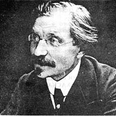 Schwarzweiß-Foto des bedeutenden jiddischsprachigen Schriftstellers Sholom Aleichem (1859-1916) und gilt als einer der Gründervater der jiddischen Literatur. Das Foto (Wikipedia) trägt den Titel: Sholom Aleichem hört zu.