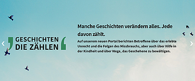 Unser Foto zeigt einen Ausschnitt aus der Gestaltung des neuen Internetportals. (Quelle: geschichten-die-zaehlen.de)