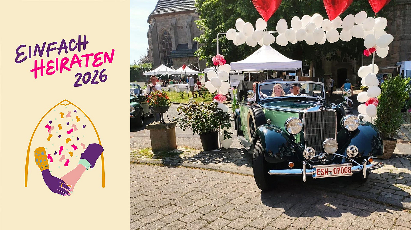 Auch in der Erlebniskirche St. Crucis in Bad Sooden-Allendorf wurde viel für die Paare geboten, die #einfachheiraten wollten. Wer wollte, konnte sich sogar in einem Oldtimer chauffieren lassen. 14 Paare ließen sich dort trauen oder segnen. 