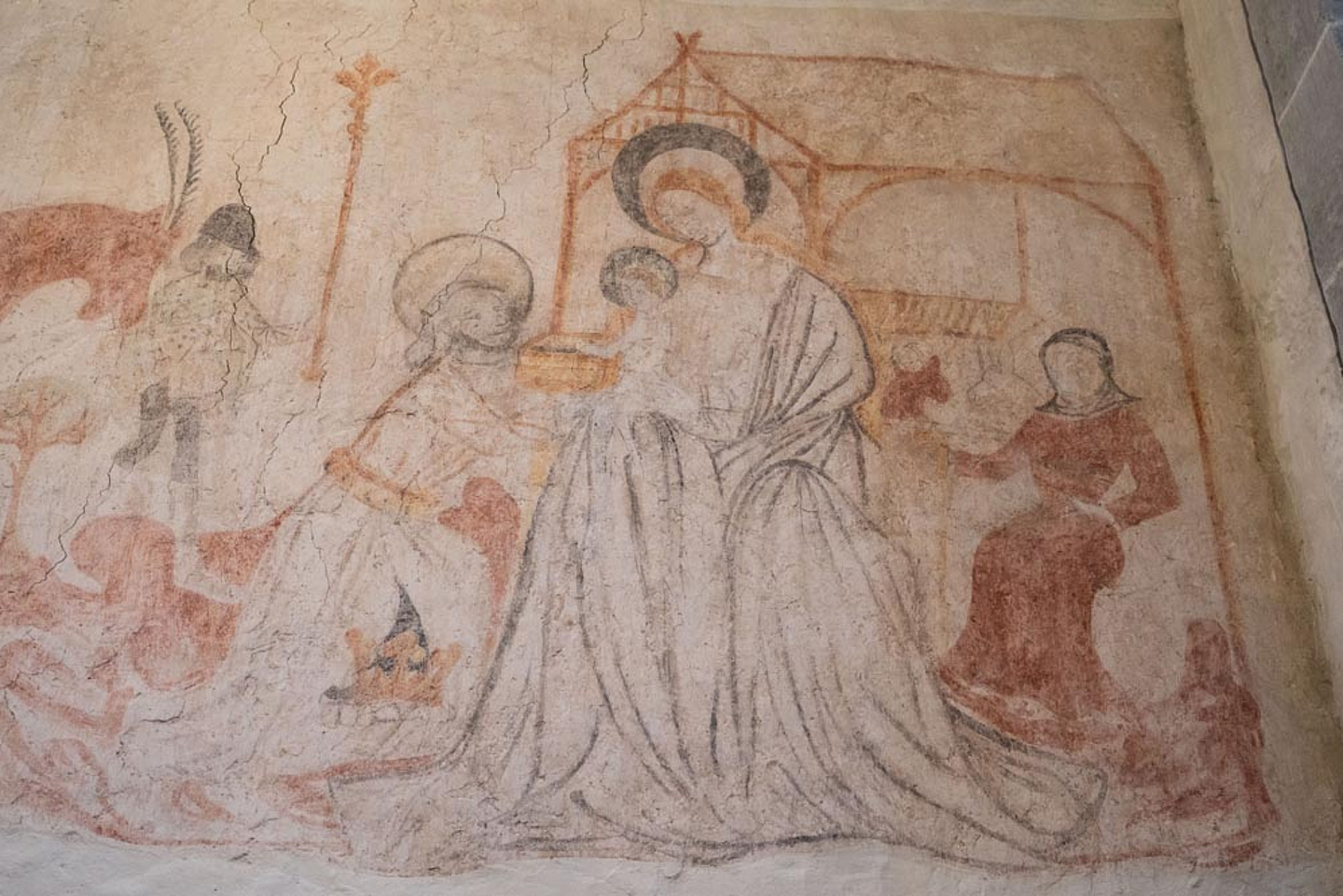 Historische Wandmalerei in der Stiftskirche mit einer Darstellung von Kaiserin Kunigunde