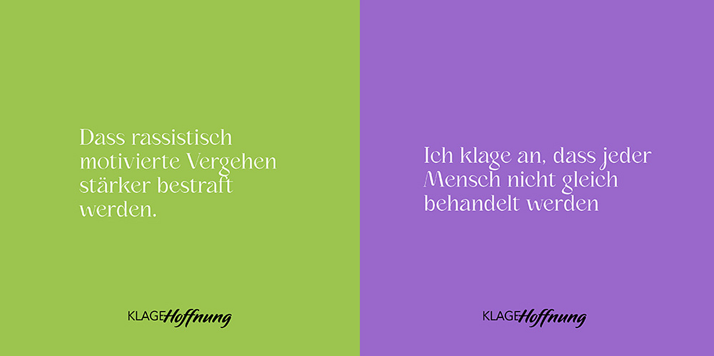 Gedanken aus der Aktion «Klage & Hoffnung» des Evangelischen Kirchenkreises Hanau. (Gestaltung: einzigkartig.de)