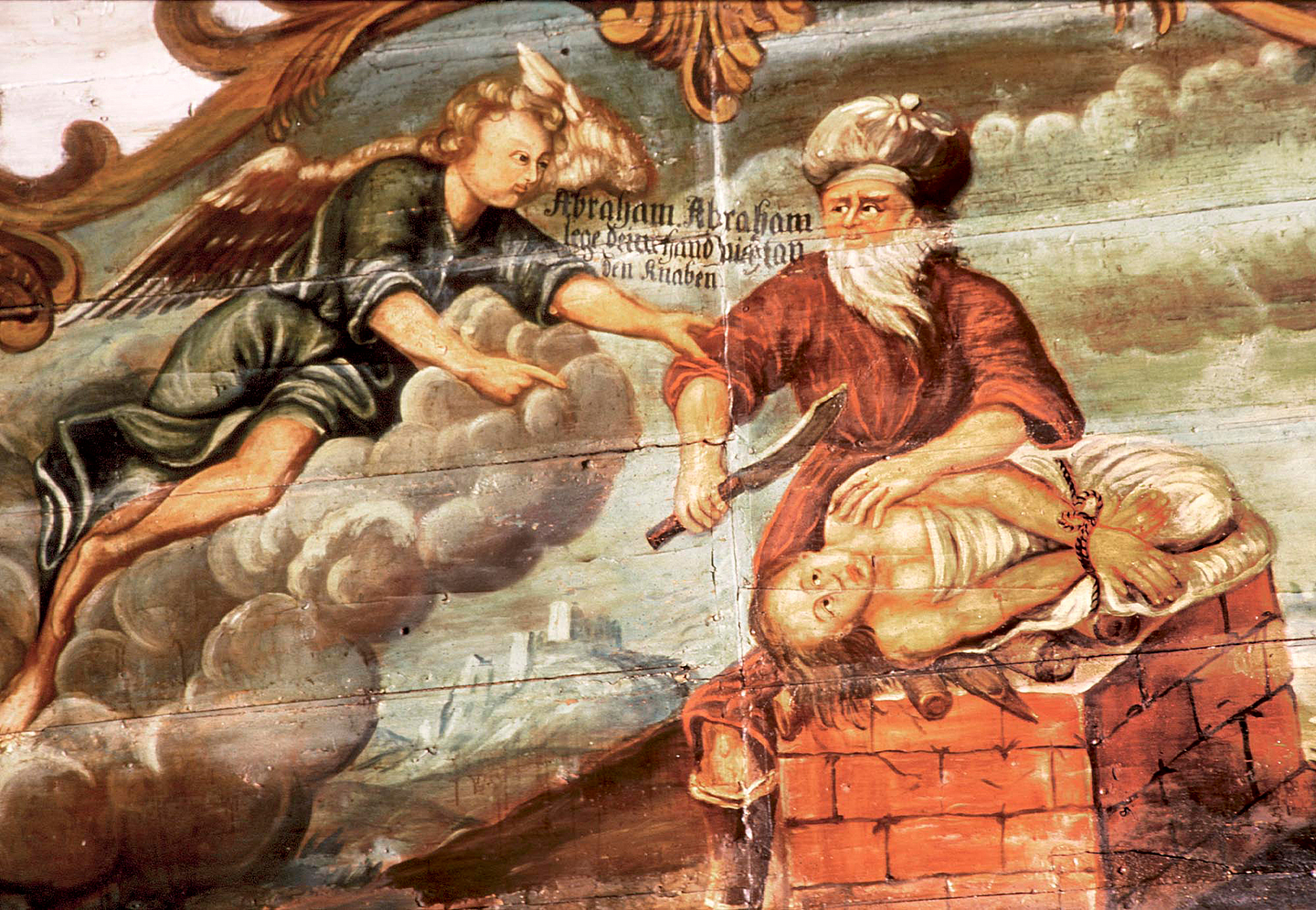 Opferszene: Abraham mit seinem Sohn Isaak
