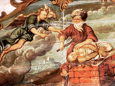 Opferszene: Abraham mit seinem Sohn Isaak