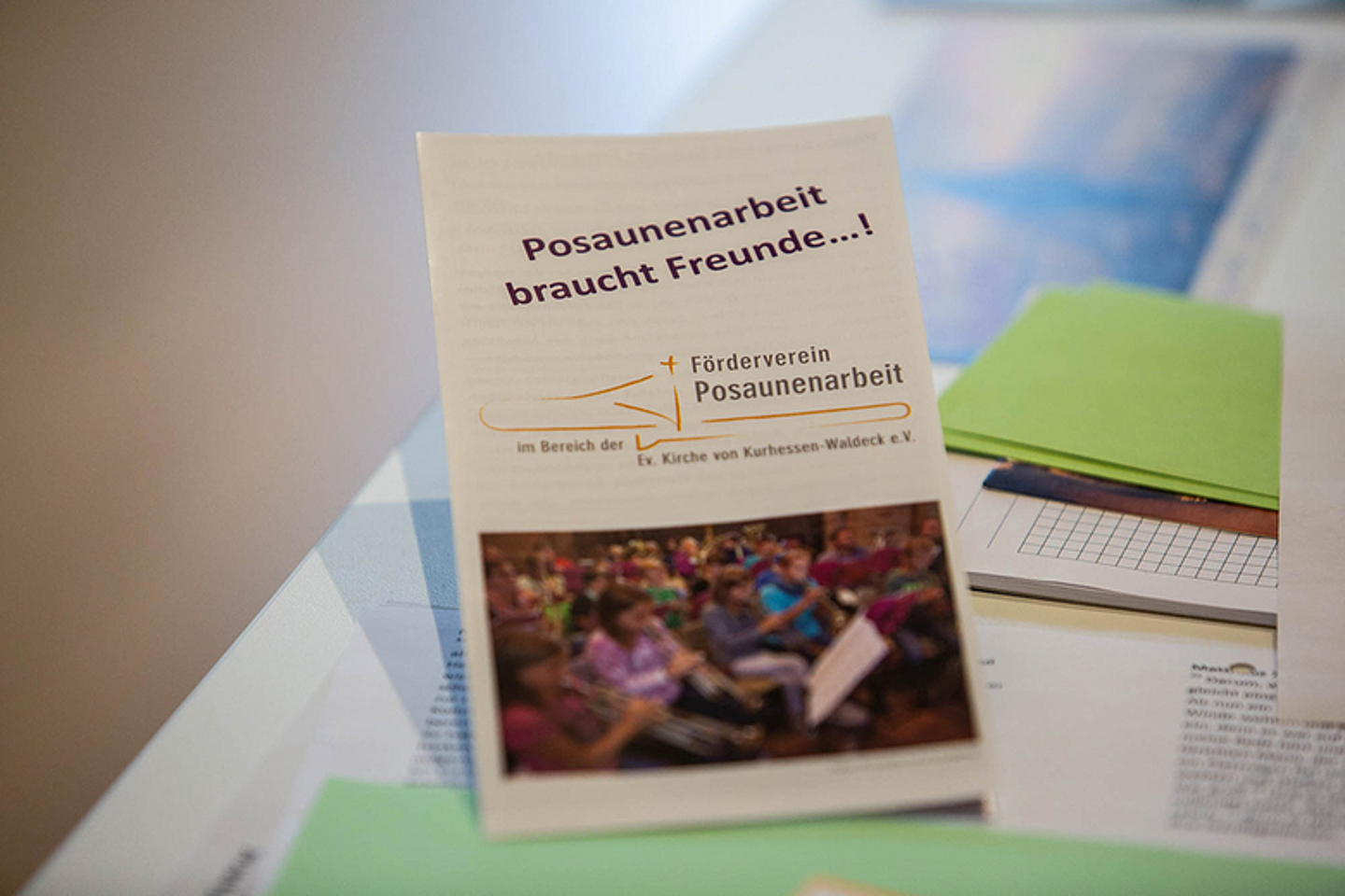 Flyer zum Förderverein der Posaunenarbeit in der EKKW.