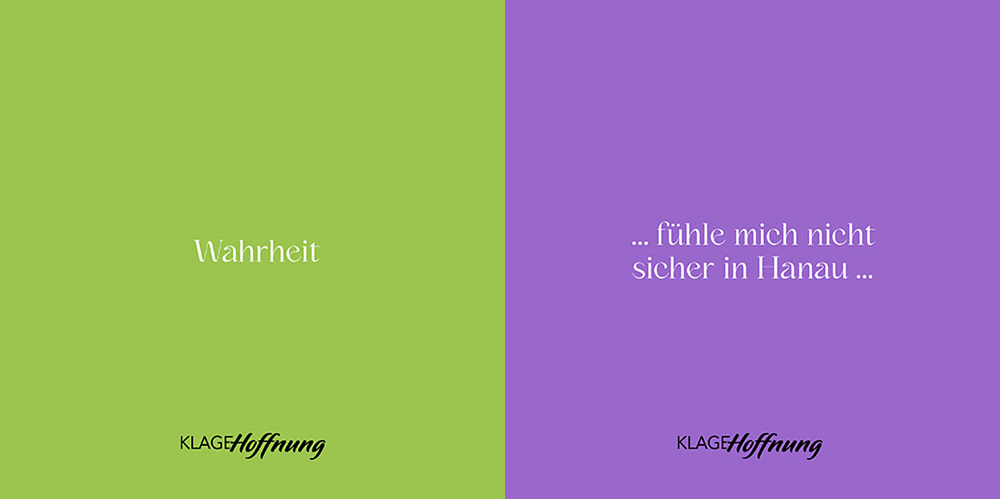 Gedanken aus der Aktion «Klage & Hoffnung» des Evangelischen Kirchenkreises Hanau. (Gestaltung: einzigkartig.de)