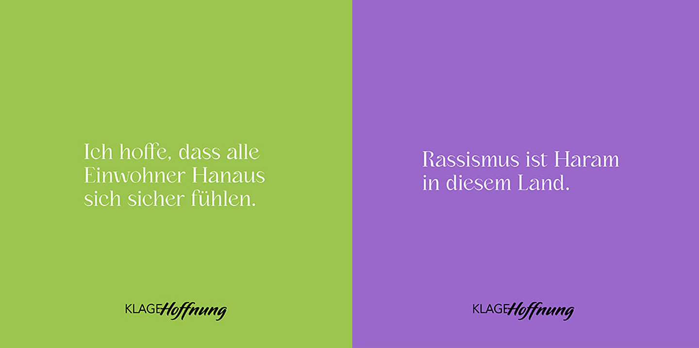 Gedanken aus der Aktion «Klage & Hoffnung» des Evangelischen Kirchenkreises Hanau. (Gestaltung: einzigkartig.de)