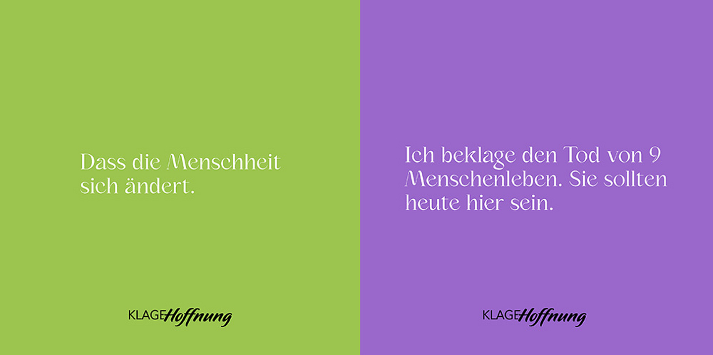 Gedanken aus der Aktion «Klage & Hoffnung» des Evangelischen Kirchenkreises Hanau. (Gestaltung: einzigkartig.de)