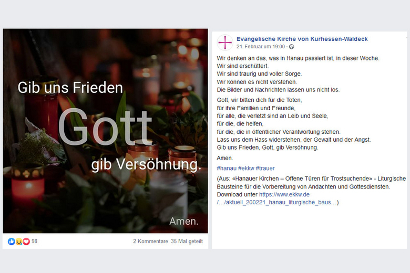 Ausschnitt aus der Fanseite der Landeskirche auf Facebook.