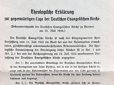 Foto vom Erstdruck der Barmer Theologischen Erklärung.