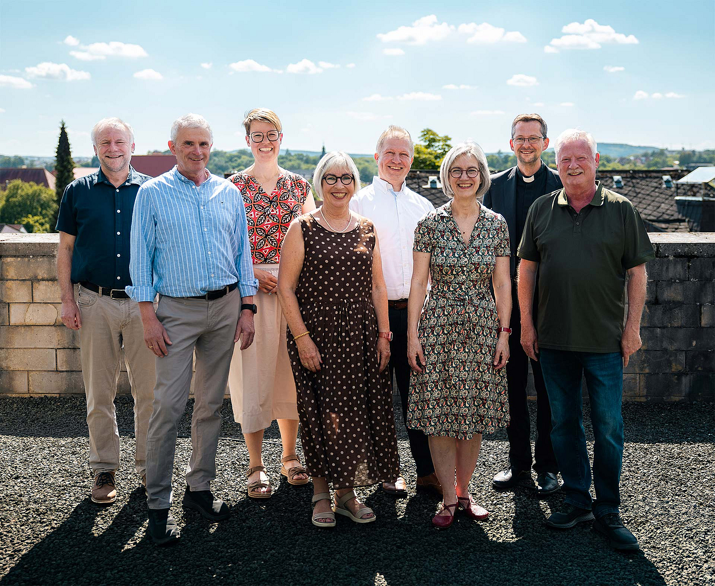 Ökumene-Austausch konkret (v.l.): Matthias Raschendorfer, Dr. Norbert Zander, Stefanie Klee, Bettina Faber-Ruffing, Dr. Michael Schneider, Dr. Isabel Schneider-Wölfinger, Domkapitular Thomas Renze und Roland Schippany