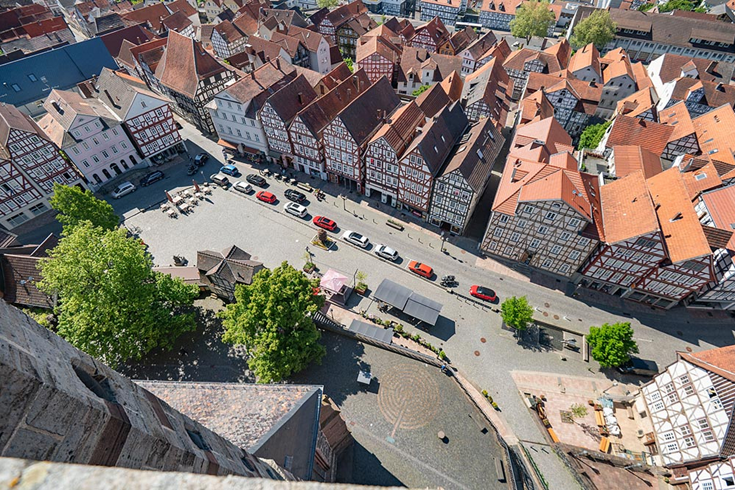 Blick vom Turm der Stadtkirche St. Marien in Homberg