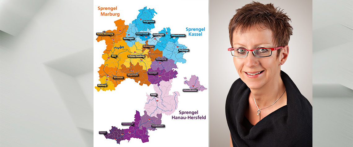 Unser Foto zeigt eine Karte mit den Sprengeln der Landeskirche, darunter der Sprengel Hanau-Hersfeld, dessen Pröpstin Sabine Kropf-Brandau ist. (Karte: medio.tv/EKKW, Foto: privat)