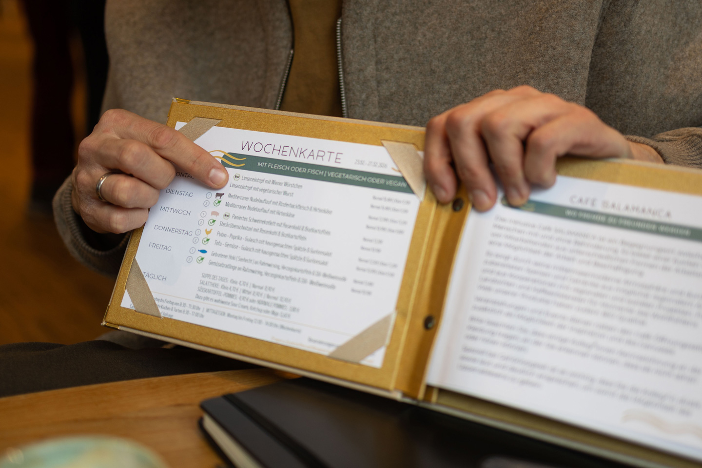 Speisekarte des Cafés Salamanca