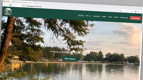 Screeshot der Website vom Campingplatz Bärensee