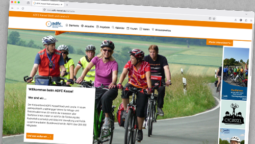 Screenshot der Website des ADFC Kassel Stadt und Land e.V.