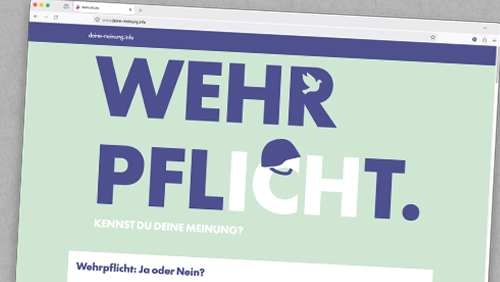 Screenshot der Beratungswebsite zum Thema Wehrpflicht