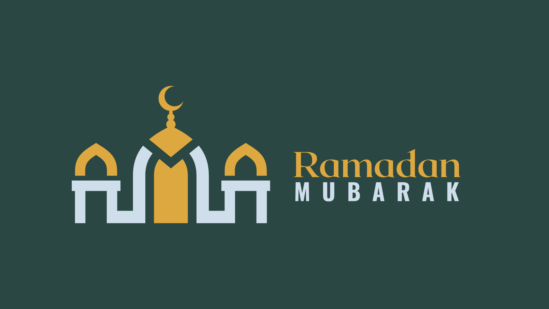 Illustration einer Moschee mit dem Gruß zum Ramadan "Ramadan Mubarak"