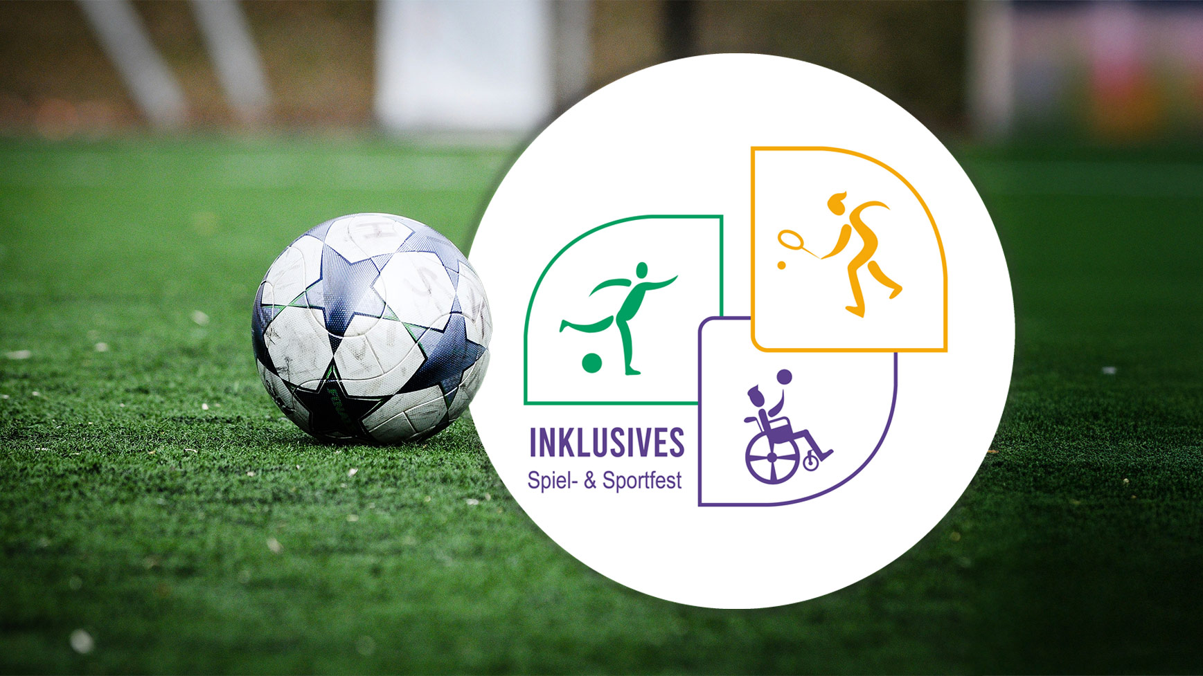 Unser Foto zeigt einen Fußball. Daneben das Logo der Veranstaltung.
