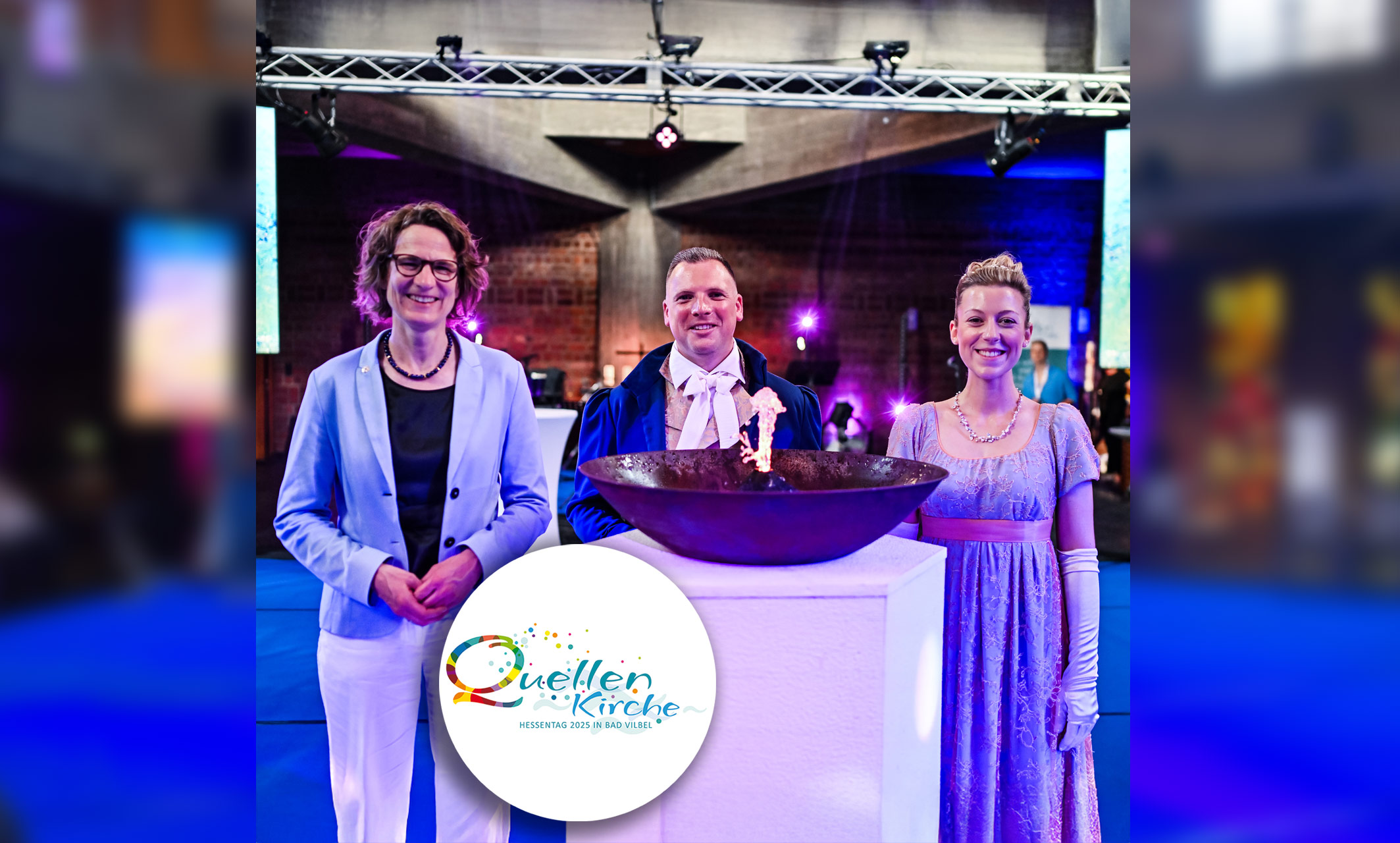 EKHN-Kirchenpräsidentin Christiane Tietz (l.) mit dem diesjährigen Hessentagspaar Ena Kaufmann und Matthias Kallmeyer