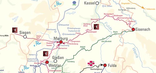 Ausschnitt aus der Pilgerkarte Ausschnitt aus der Pilgerkarte