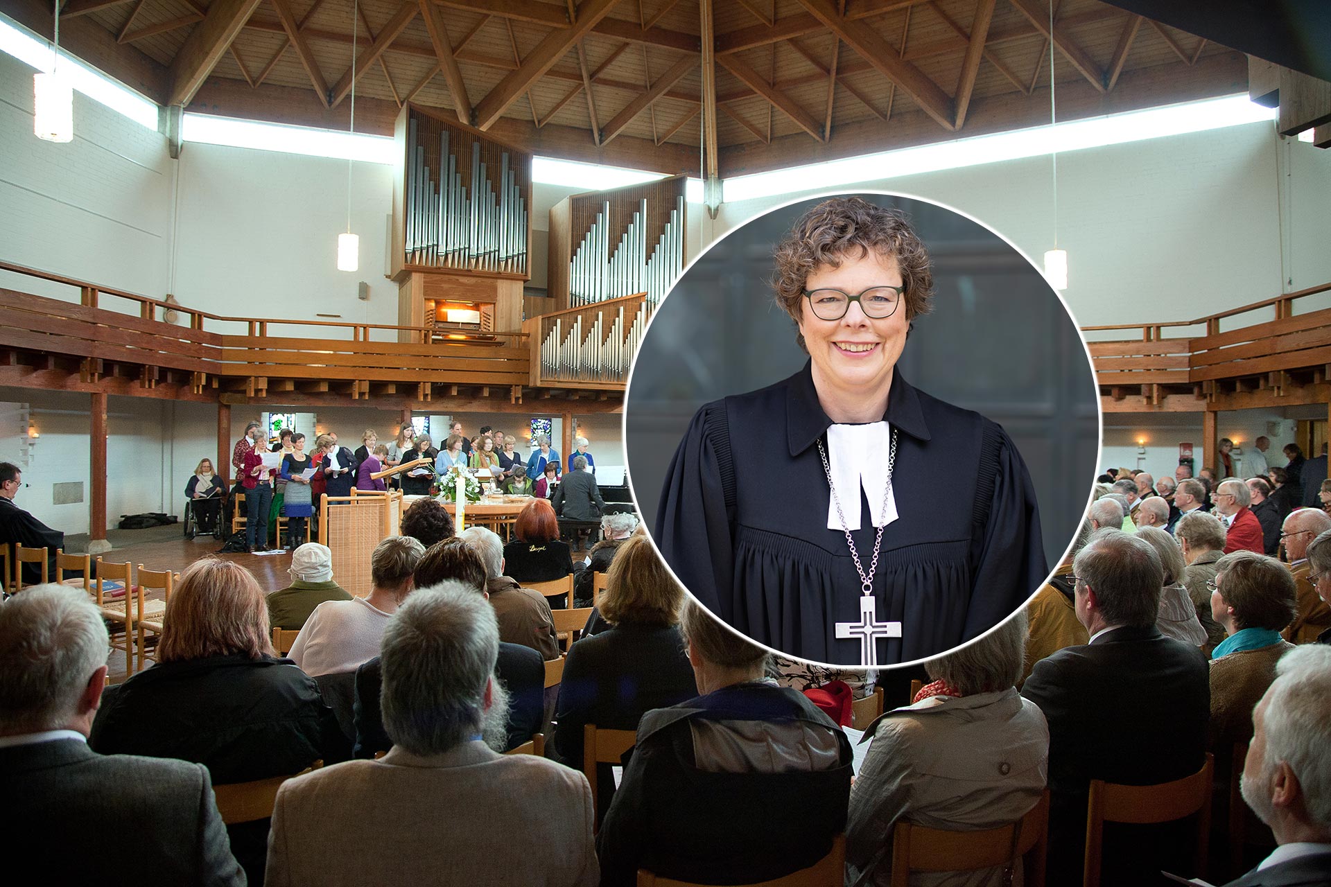 Blick in die Paul-Gerhard-Kirche in Kassel, aus der am 1. Weihnachtsfeiertag der Gottesdienst mit Bischöfin Beate Hofmann übertragen wird.