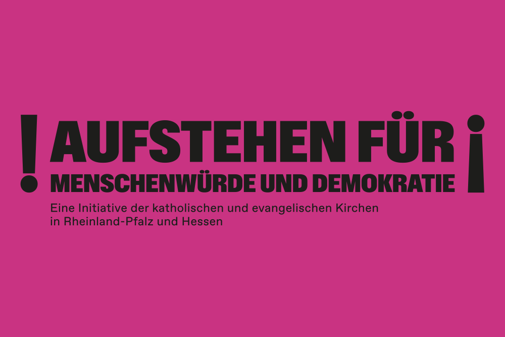 Kampagnenmotiv mit der Aufschrift "Aufstehen für"